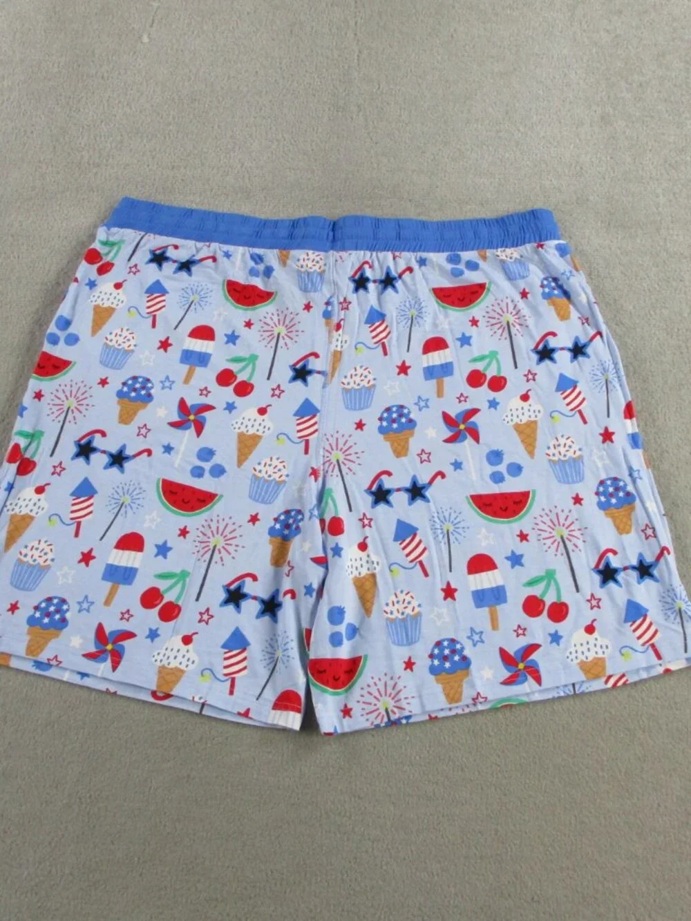 Little Sleepies Pajama Shorts Mens 3XL XXXL Blue Stars Stripes & Sweets PJs NEW - Picture 2 of 8